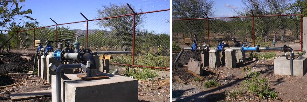 Suministro e instalación de bomba sumergible y accesorios. Construcción de sarta incluyendo obras civiles de base de pozo y soporte de sarta, cloración y panel eléctrico de control.